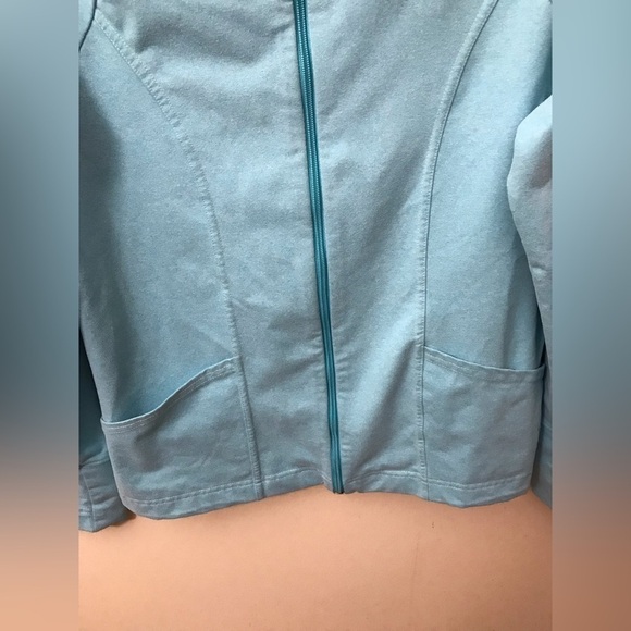 FRESH Produce Women Zip Up Mock Neck Lightweight Light Blue Sweater Jacket Large - Picture 6 of 15